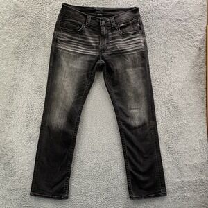 Buckle Men Jeans Straight Black Faded Wash